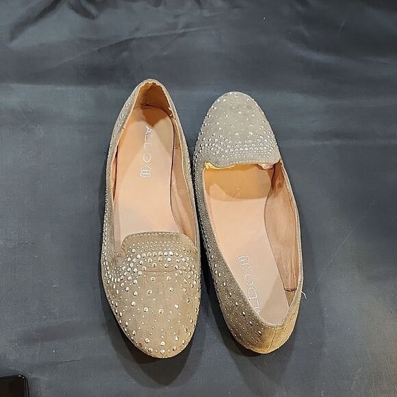 ALDO ROUND TOE SLIP ON BREATHABLE WOMEN COMFORT BALLET STUDDED FLATS - Picture 4 of 15